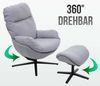 Relaxsessel + Hocker HWC-L12, Fernsehsessel Sessel Schaukelstuhl Wippfunktion, drehbar, Metall Stoff/Textil ~ dunkelgrau Bild 3
