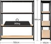 Yaheetech verstellbares Schwerlastregal, 4 Ebenen bis 265 kg, Schwarz, 150 x 45 x 180 cm Bild 4