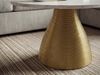 Couchtisch Metall mit weißer Marmor Tischplatte 60cm Rund - Moderner Wohnzimmertisch Aluminium Gold - Design Sofatisch Alu - Loungetisch Rillenoptik - Edler Beistelltisch Handmade Bild 5