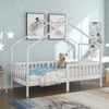 Bett Hausbett Kinder 90x200 cm aus Holzmaterial mit Lattenrost, Sicherheitszaun, Weiß, Matratze nicht enthalten Bild 2