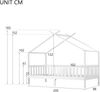 Bett Hausbett Kinder 90x200 cm aus Holzmaterial mit Lattenrost, Sicherheitszaun, Weiß, Matratze nicht enthalten Bild 5