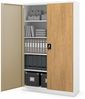 Jan Nowak Aktenschrank Metall 185 x 115 x 40 cm Büroschrank abschließbar Stahlschrank mit 4 verstellbaren Einlegeböden Dokumentenschrank Weiß Goldene Eiche Bild 2