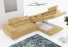 Ecksofa L-Form Couch mit Schlaffunktion und Verstellbare Kopfstützen - GUSTAW - Gelb Stoff - Links Bild 3