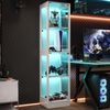 40 x 35 x 170 cm Einzeltür LED Vitrine, Gehärtetes Glas Sammlungsvitrine, App-gesteuertes LED-Licht, Vier Etagen Stauraum, Push-to-Open Tür, Minimalistisches Weiß Bild 4