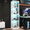 40 x 35 x 170 cm Einzeltür LED Vitrine, Gehärtetes Glas Sammlungsvitrine, App-gesteuertes LED-Licht, Vier Etagen Stauraum, Push-to-Open Tür, Minimalistisches Weiß Bild 2