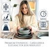 PURE LIVING INTERIOR DESIGN Geschirr-Set Steingut Geschirrset 12 Personen Rustic 48 tlg. TESTSIEGER, Hochwertig (48-tlg), 12 Personen, Steingut, Mediterrane Handwerksoptik, Reaktive Glasur – jedes Stück einzigartig… Bild 3