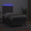 vidaXL Polsterbett mit Matratze & LED Grau 90x200 cm Kunstleder [3135865] Bild 4