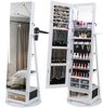 Schmuckschrank 360° drehbar Spiegelschrank mit Ganzkörperspiegel 140 x 37 cm Weiß Bild 2