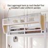 Metall-Hochbett 90 × 200 cm, Mit Schreibtisch, Regal und Aufbewahrungsnetz, Komplett Mit Sicherheitsleiter, LED-Beleuchtung und Steckdose, Erhöhtem Geländer, Weiß Bild 4