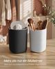 SONGMICS Mini Abfalleimer mit Schwingdeckel, Edelstahl Kosmetikeimer, für Schreibtisch, Bad, Schlafzimmer, 1,5 L, schwarz Bild 3