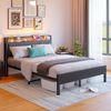 Bett 140x200 cm ohne Matratze mit LED, USB und Stauraumkopfteil, Metall/MDF, Schwarz Bild 3