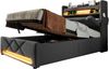 Polsterbett 90×200 cm aus Leinen-Stoff mit LED-Beleuchtung & USB-Typ-Port, grau Bild 5