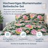 ZIRVEHOME Bettwäsche Baumwolle Bettwäsche-Set Dunkelgrün Florales Blumenmuster, Renforce, 2 teilig, Baumwolle Bettbezug Dunkelgrün mit Blumenmuster Bild 4