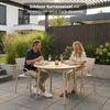 KHG Gartenstuhl Beige-Grau, Stapelstuhl aus Stahl-Gestell (mit Rücken- & Sitzbespannung aus textilem Gewebe), stapelbar, wetterfest Bild 3