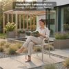 KHG Gartenstuhl Beige-Grau, Stapelstuhl aus Stahl-Gestell (mit Rücken- & Sitzbespannung aus textilem Gewebe), stapelbar, wetterfest Bild 2