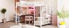 Metall-Hochbett mit Schreibtisch, Regal & Schrank, LED & USB-Anschluss, 140x200 cm, Weiß, ohne Matratze Bild 5
