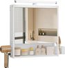 EUGAD Badezimmerschrank mit LED-Beleuchtung, Badezimmerschrank mit Spiegel, Badschrank hängend, mit Verstellbarer Ablage, Halter Korb, Metall MDF, Weiß, 56 x 13,5 x 65 cm Bild 2