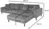 Ecksofa HWC-J54, Couch Sofa 3-Sitzer L-Form Liegefläche links/rechts 295cm ~ Samt blau Bild 3