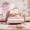 Polsterbett 90x200 cm mit LED-Beleuchtung und rosa Schleife – PU-Bezug, Kinderbett Bild 1
