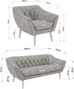 Wohnzimmerset, Möbelset PIRS 3-3-1, Armlehnen, Wellenfederung, weiße Füße, Dreisitzer Sofas mit Sessel, Polstermöbel Set - Hellgrau Velvet Bild 5