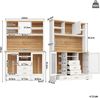 Merax 188cm Seitenboard / Aufbewahrungsschrank / Multifunktions-Küchenschrank / Buffetschrank, Landhausstil, 4 Türen, mit LED-Lichtleiste, 6 Schubladen & 3 Türen, Weiß mit Holzoptik Bild 4