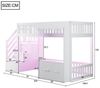 REDOM Hochbett mit Stauraumtreppe und Stauraumschrank (mit LED-Lichtleiste in mehreren Farben, Lattenrost, Traufendesign, Kinderbett Einzelbett, 90x200 cm) ohne Matratze Bild 4