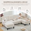 U-Sofa 250 x 130 x 88 cm mit 2 Chaise-Lounges – 4-Sitzer aus Cord in Beige mit Seitentaschen und USB/Type-C Bild 5