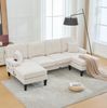 U-Sofa 250 x 130 x 88 cm mit 2 Chaise-Lounges – 4-Sitzer aus Cord in Beige mit Seitentaschen und USB/Type-C Bild 2