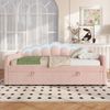Tagesbett, Schlafsofa, Hydraulisch Bett, Mit Stauraum, Einzelbett Ohne Matratze, Samt, Farbwechselbarer LED-Streifen, 90x200cm, Rosa Bild 2