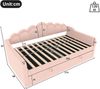 Tagesbett, Schlafsofa, Hydraulisch Bett, Mit Stauraum, Einzelbett Ohne Matratze, Samt, Farbwechselbarer LED-Streifen, 90x200cm, Rosa Bild 3