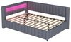 MODFU Polsterbett Daybett Tagesbett Polsterbett Doppelbett Kinderbett Gästebett (mit LED-Licht, USB-Anschluss, Rückenlehne und stabilem Rahmen, für Schlafzimmer & Gästezimmer, 140x200 cm), mit Matratze Bild 4