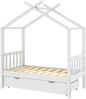 vidaXL Hausbett mit Schublade Weiß Massivholz Kiefer 70x140 cm Bild 2