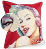 ANRO Dekokissen Jacquard-Gobelin POP Art Kissen 45x45cm Hochwertiger waschbar, Vintage ohne Füllung mit Reißverschluss Marilyn Monroe Beige Bild 2