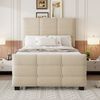 Polsterbett Samt mit Ausziehbett & Lattenrost, 90x190 cm, Beige, ohne Matratze Bild 3