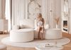 Ecksofa Designersofa Sofa ARLET in Stoff Abriamo Creme Ottomane Links Bild 3