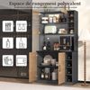 Küchenschrank 100x47x187 cm mit LED-Beleuchtung, höhenverstellbaren Fächern und großer Mikrowellen-Ablage,Natürlich und Grau Bild 5
