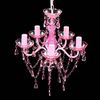vidaXL Kronleuchter, 5 Glühbirnen, Kunstglas Rosa, Ø 38 cm Bild 4