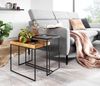 Wohnzimmertisch 2er Set Mango Massivholz / Stein-Optik Beistelltisch Eckig, Design Beistelltisch Industrial, Sofatisch Couchtisch Rechteckig, Tischset 2-teilig Satztisch Bild 3