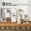 Bücherregal mit 9 Fächern & 3 Türen, 106x24x95 cm, Weiß Bild 3