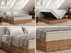 Polsterbett mit Bettkasten, Boxspringbett ohne Kopfteil WOOD ZERO, 7-Zonen Multipocket-Matratze und Topper, modernes Bett für Schlafzimmer - Creme Strukture - 200 x 200 cm - H3 Bild 2