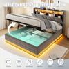 LVHOM Doppelbett 160x200cm mit LED&USB, Polsterbett mit hydraulischem Stauraum, Samtstoff, Dunkelgrau Bild 3