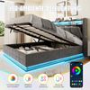 LVHOM Doppelbett 160x200cm mit LED&USB, Polsterbett mit hydraulischem Stauraum, Samtstoff, Dunkelgrau Bild 5