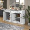 Merax Großes Sideboard, moderner Buffetschrank für Esszimmer und Wohnzimmer, 150 x 86 x 40 cm (L/B/H) – Antikweiß Bild 4