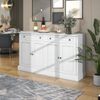 Merax Großes Sideboard, moderner Buffetschrank für Esszimmer und Wohnzimmer, 150 x 86 x 40 cm (L/B/H) – Antikweiß Bild 2