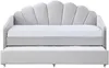 Vente-unique - ELUSIA Bett SamtStoff Grau - B 100 cm x H 116,5 cm x L 204 cm Bild 4
