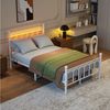 BlingBin Metallbett 90/120x200cm LED-Jugendbett, Bettrahmen mit USB-Ladestation (1er Set, 1-tlg, Ohne Matratze, Belastbarkeit maximal: 227KG), Einzelbett mit Heavy Duty Stahl Slat Unterstützung für Schlafzimmer Bild 5