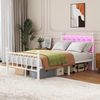 BlingBin Metallbett 90/120x200cm LED-Jugendbett, Bettrahmen mit USB-Ladestation (1er Set, 1-tlg, Ohne Matratze, Belastbarkeit maximal: 227KG), Einzelbett mit Heavy Duty Stahl Slat Unterstützung für Schlafzimmer Bild 2