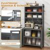 Küchenschrank mit 6 Ebenen Buffet-Schrank mit Regal Klapptüren Mikrowellen-Arbeitsfläche Grau Bild 4