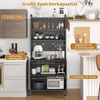 Küchenschrank mit 6 Ebenen Buffet-Schrank mit Regal Klapptüren Mikrowellen-Arbeitsfläche Grau Bild 3