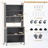 Küchenschrank mit 6 Ebenen Buffet-Schrank mit Regal Klapptüren Mikrowellen-Arbeitsfläche Grau Bild 2